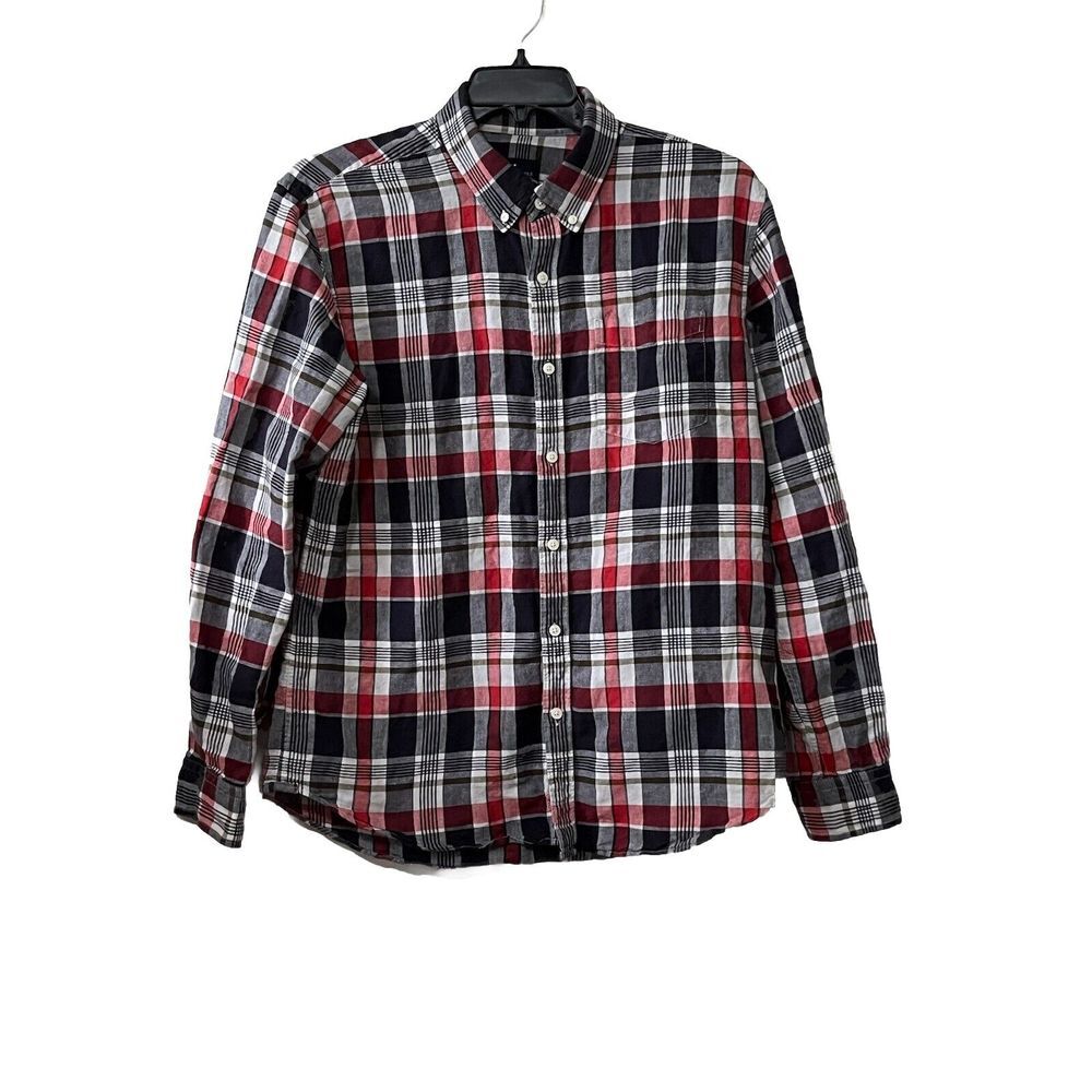 American Eagle Sz L Mens Seriously Soft Classic Fit Long Sleeve Blue Red Plaid - Picture 1 of 9